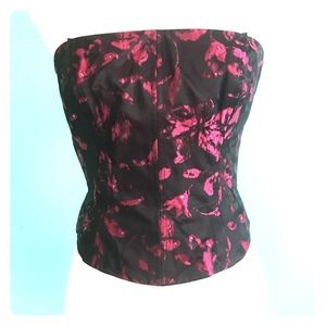 David Meister Formal Bustier in beautiful magenta lace over black!